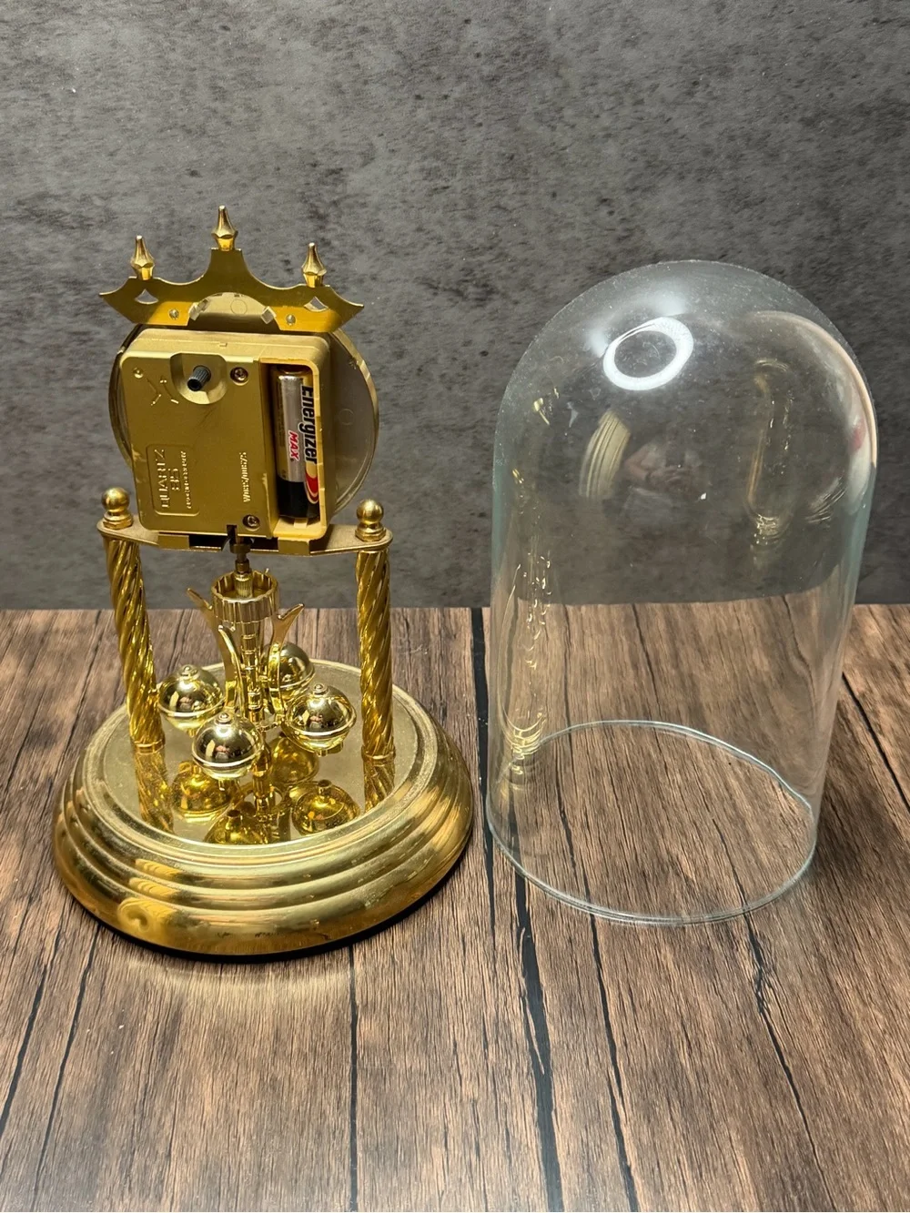 Vintage Concordia Brass Anniversary Clock – Westminster – Glass Dome works